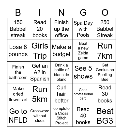 2026 Bingoals Bingo Card
