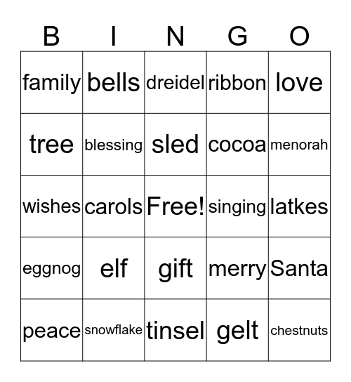 Winter Wonderland Bingo Card