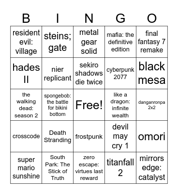 backlog 2026!! Bingo Card