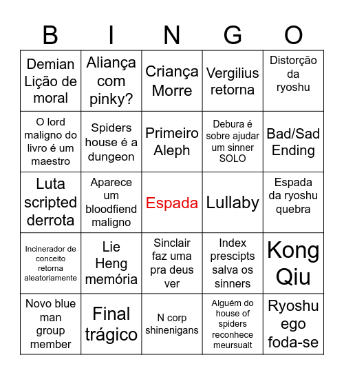 Canto 9 The Ryoshuying Bingo Card