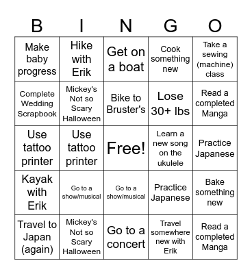 2026 Bingo Card