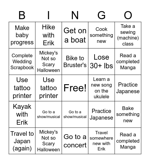 2026 Bingo Card