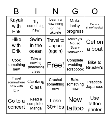 2026 Bingo Card