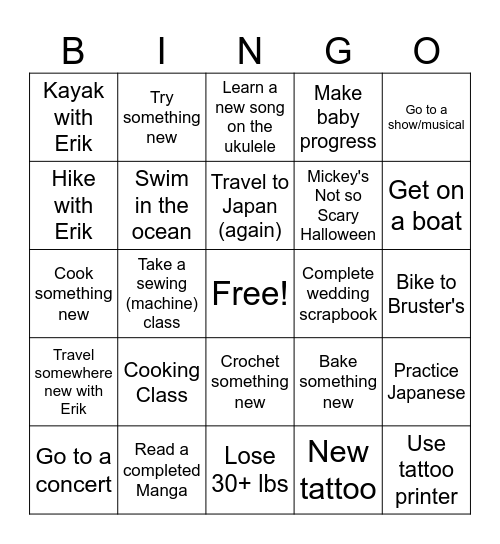 2026 Bingo Card