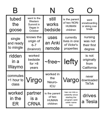 Annual KPSA Human Bingo Card