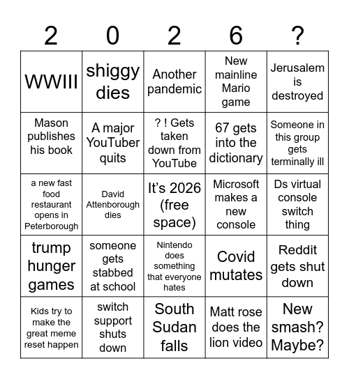 2026 bingo Card
