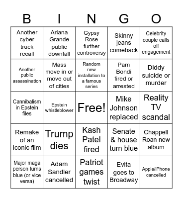 2026 Bingo Card Bingo Card