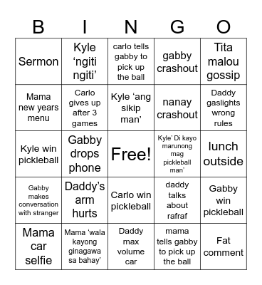 Family Bingo Card