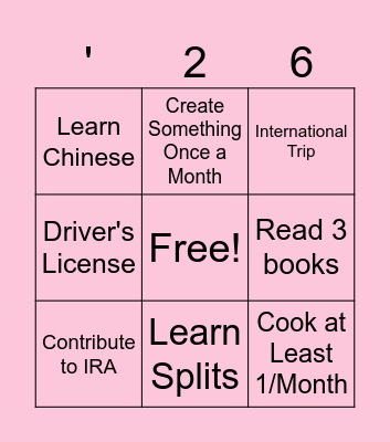 Resolutions Bingo Card