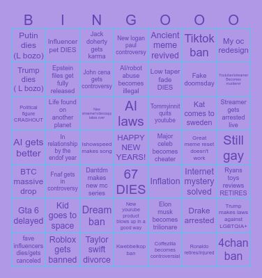 2026 bingo Card
