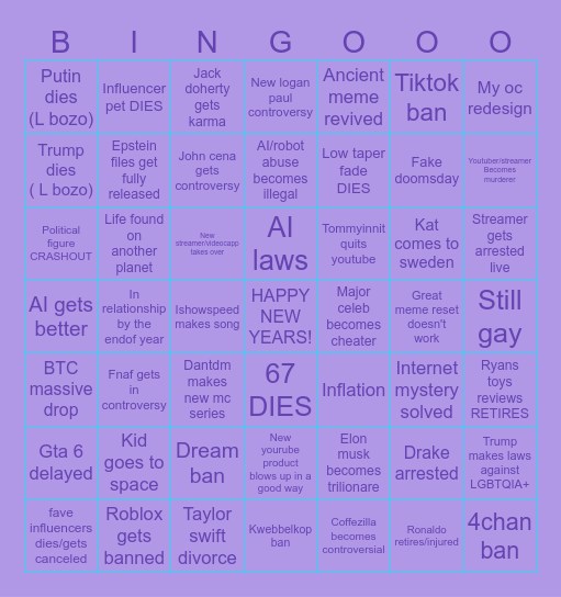 2026 bingo Card