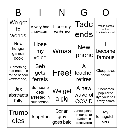 2026 bingo Card
