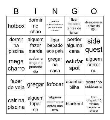 PDA Bingo Card