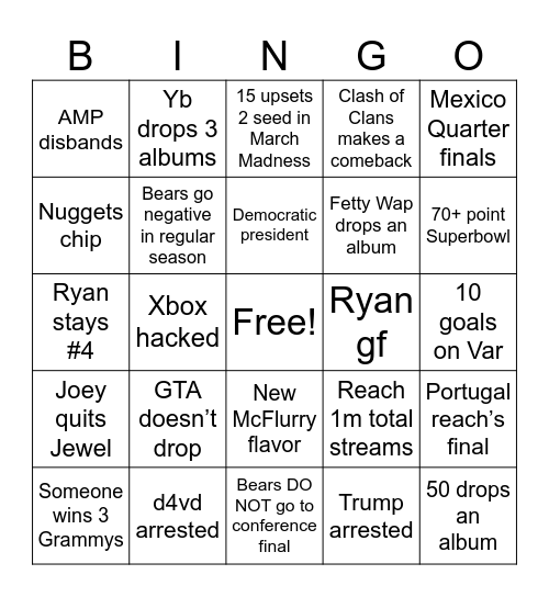 2026 Bingo Card