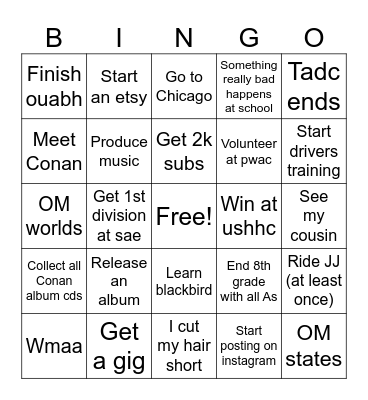 2026 bingo Card