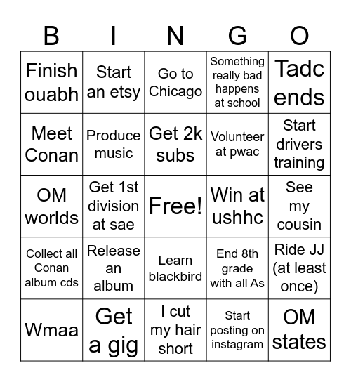 2026 bingo Card