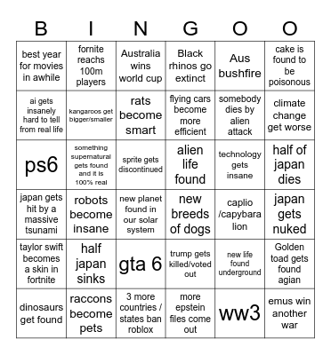 2026 Bingo Card