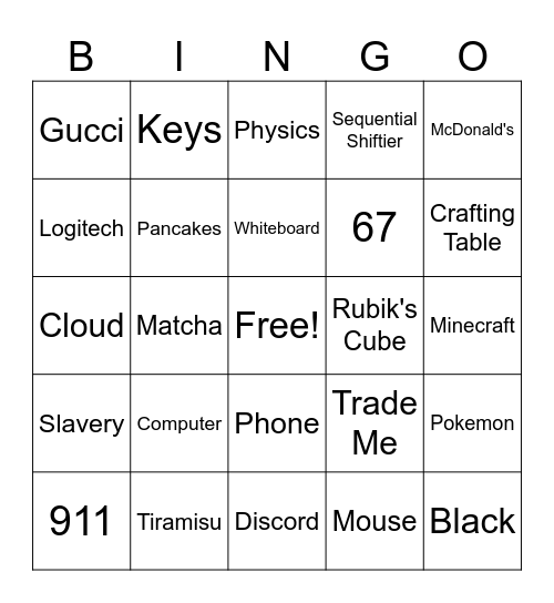 Infinite Craft Bingo Card