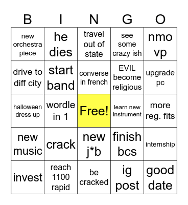 2026 bingo Card