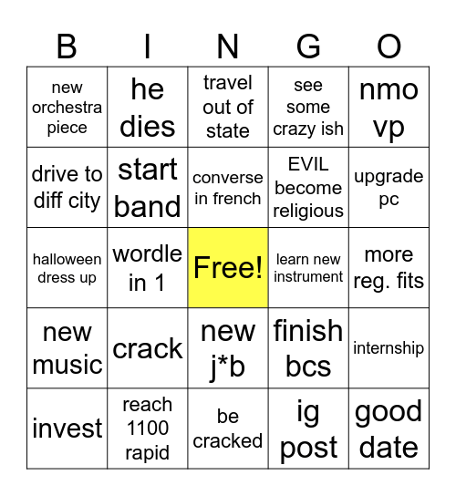 2026 bingo Card