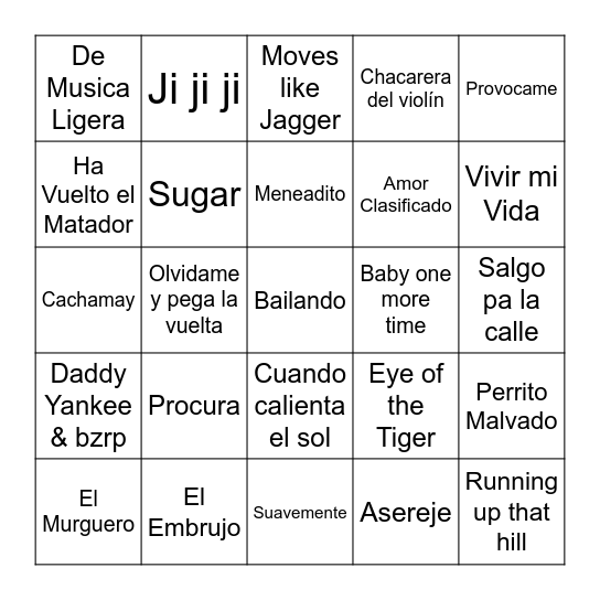 Bingo Musical Bingo Card