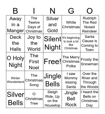 Christmas Carol Bingo Card