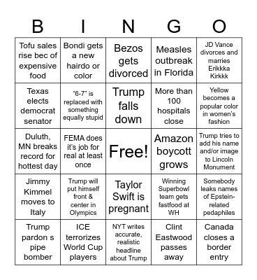 2026 (?) Bingo Card