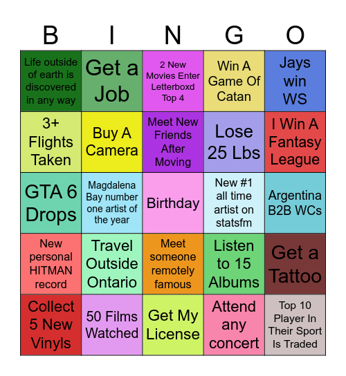 2026 Bingo Card