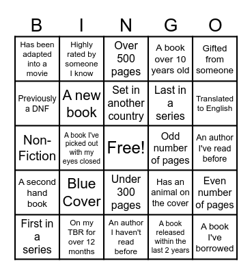 TBR Challenge 2026 Bingo Card