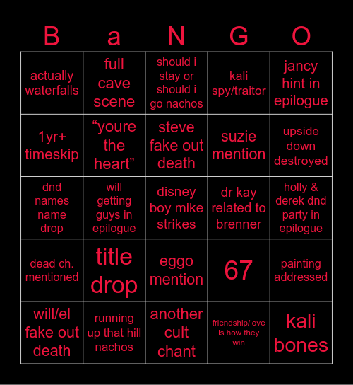 ST5 finale bango Bingo Card