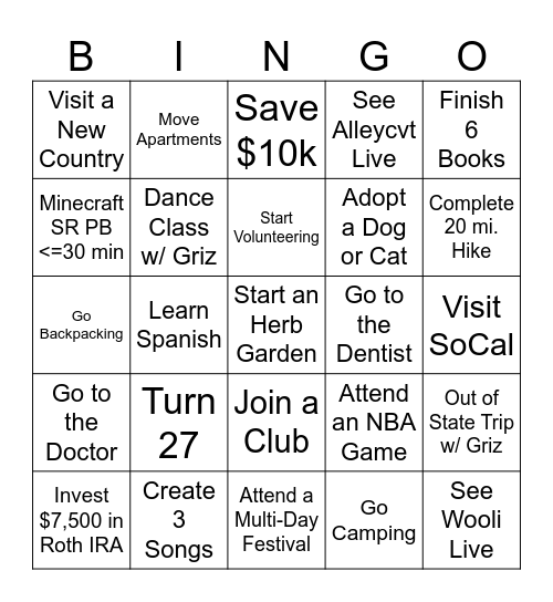 2026 Bingo Card
