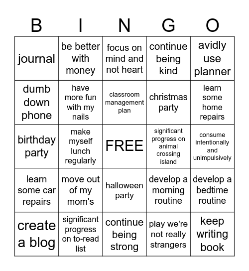 2026 Bingo Card