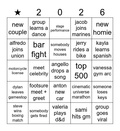 2026 prediction board Bingo Card