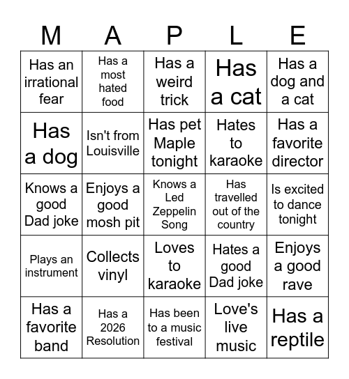Ignore your parents, talk to strangers. Bingo Card