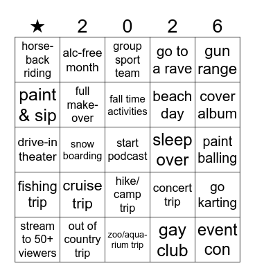 2026 event board Bingo Card
