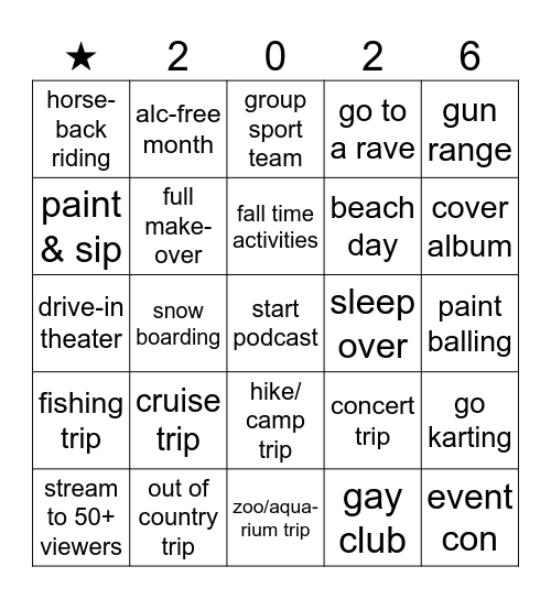 2026 event board Bingo Card
