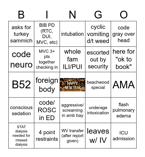 NEW YEAR Bingo Card
