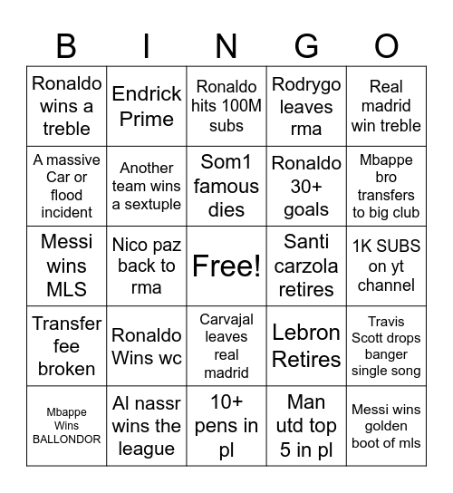 2026 Bingo Card