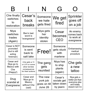 Besties Bingo Card