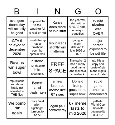 2026 BINGO! Bingo Card
