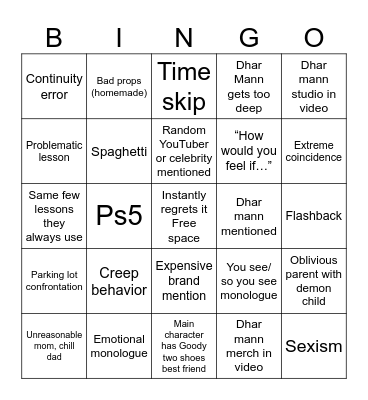 Dhar Mann bingo rip off that’s just as good Bingo Card