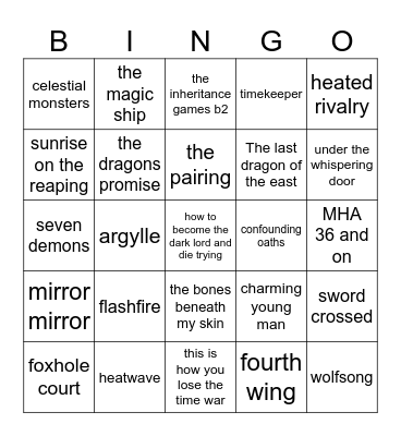 2026 Books Bingo Card