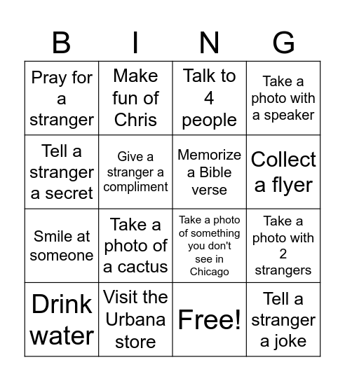Urbana 25 Bingo! Bingo Card