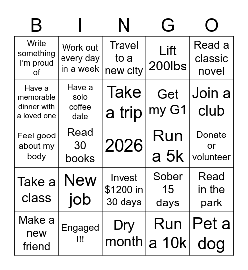 2026 Bingo Card