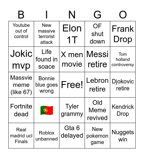 2026 Bingo Card