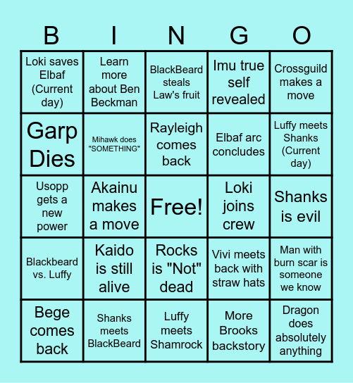 One Piece 2026 predictions Bingo Card