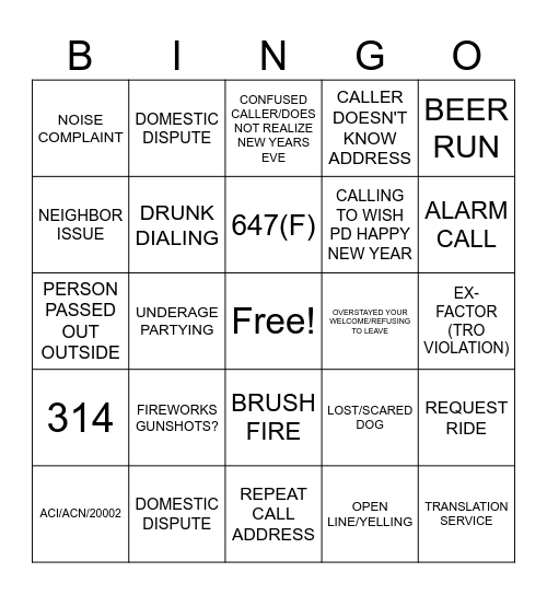 HAPPY NEW YEAR Bingo Card