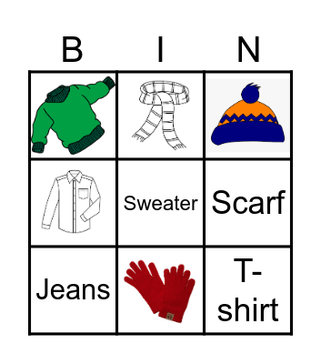 Clothes, clothes, clothes! Bingo Card