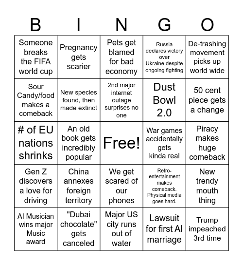 Andre's 2026 Bingo Card Bingo Card