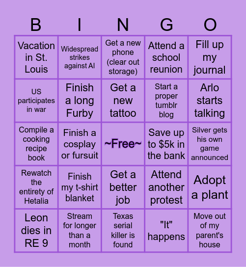 2026 Bingo Card